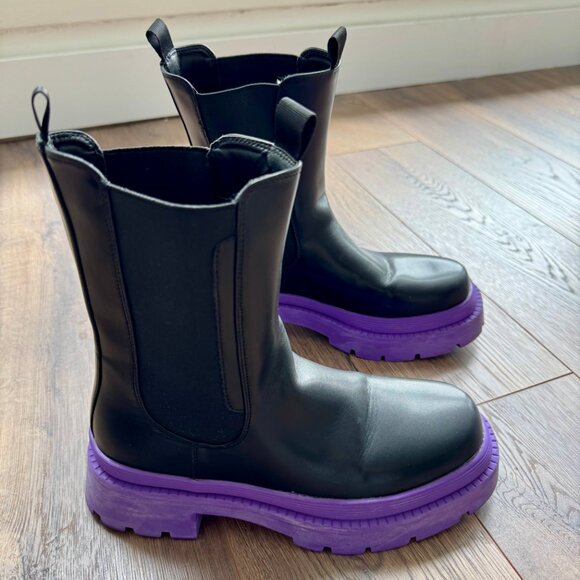 Sun Gurg Women's Chelsea Ankle Boots Mid-Calf Low Heel Platform Chunky Bootie - Picture 6 of 16